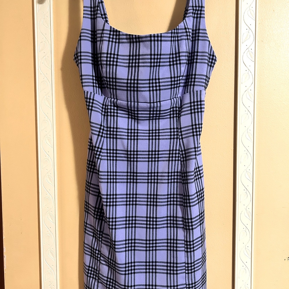 Purple Plaid Sleeveless Dress